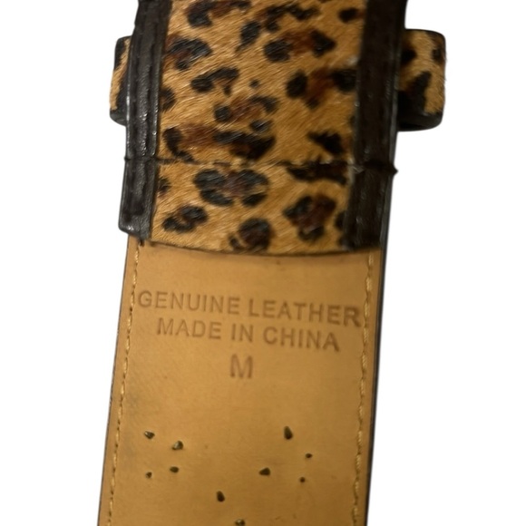 Oscar De La Renta Calf Hair Leopard Print Belt with Gold Buckle main image 2